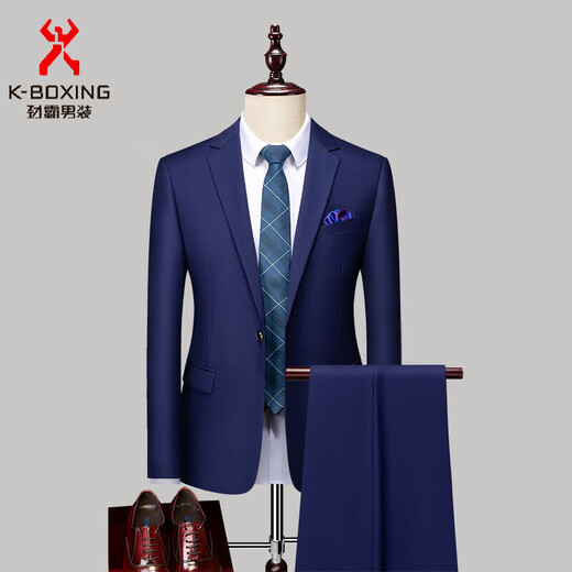 KBXNG Jinba Suit Men's Suit Solid Color Formal Fit Wedding Groom's Dress British Three-piece Suit Jacket Men's Companion Welfare Style S Recommendation 90-100Jin Jin is equal to 0.5 kg