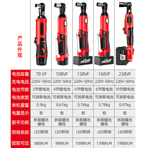 XMSJ电动棘轮扳手桁架充电式90度直角角向电动扳手锂电舞台桁架工具 1098N/138VF2电豪华套餐