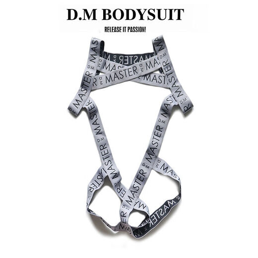 DM men's jumpsuit thong ring letter shoulder strap sexy sexy ring underwear hollow personality gay lilac M M100-115Jin Jin is equal to 0.5 kg