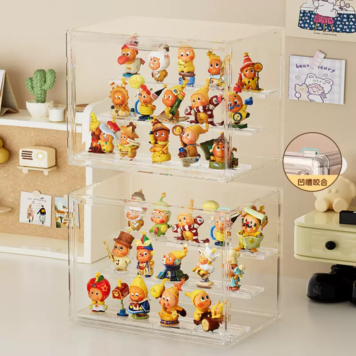 Yusenyi six-sided high-transparency blind suction magnetic display display stand, hand-made three-step acrylic box cabinet, transparent ladder blind box storage, extra-large size (the shelves can be removed at will), six-sided high-transparent (free traceless glue dispensing) three-step ladder