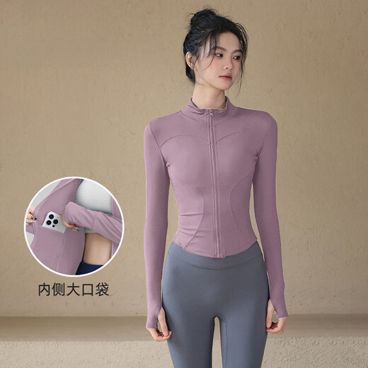 COZOK Cycling and Running Sports Jacket Women's Autumn and Winter Quick-Drying Yoga Wear Tops Fitness Wear Pilates Training Wear Long Sleeve Black - Waist Slimming S