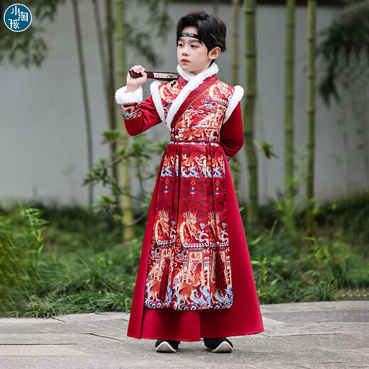 Little Taobao Boys Hanfu Autumn and Winter National Style Ancient Costume Children's Velvet Thickened New Year's Eve Clothes Performance Clothes Performance Clothes Gantry 120
