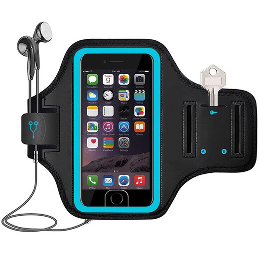New outdoor sports running mobile phone armband iPhone678plus fitness arm sleeve mobile phone arm bag medium blue reflective strip (applicable to 6.2 inches