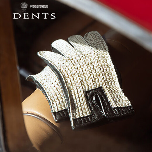 Dents light luxury golf gloves men's shearling knitted double-sided autumn and winter warm spring festival gift 5-1050 black/apricot XL