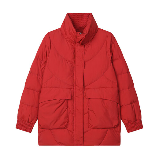 LISM shopping mall same style high-end down jacket white duck down jacket women stand collar hoodless loose large size medium mother white red 2XL XXL suitable for weight 146b