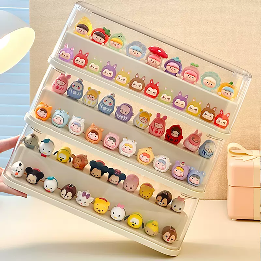 Yusenyi Blind Box Cute Display Box Egg Boy Figure Bubble Mart Storage Rack Food and Play Building Blocks Decoration Landscape Transparent Dustproof (1 Pack Ladder Version) Cute Display Box SF5166