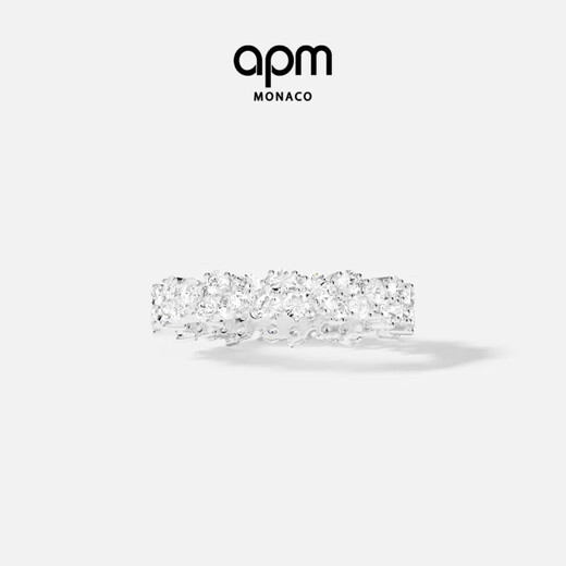 APM Monaco pavé wheat ear ring, exquisite ring, birthday gift for girlfriend and best friend, couple ring gift, silver white 54 (No. 14)