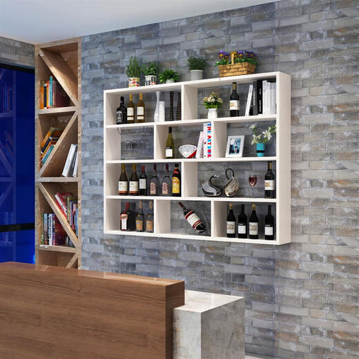 Zhong Zhanggui wall-mounted wine rack simple wine cabinet multi-layer restaurant wall wine rack hotel creative hanging wall cabinet storage rack bookshelf light walnut three-layer 100x100 deep 20cm