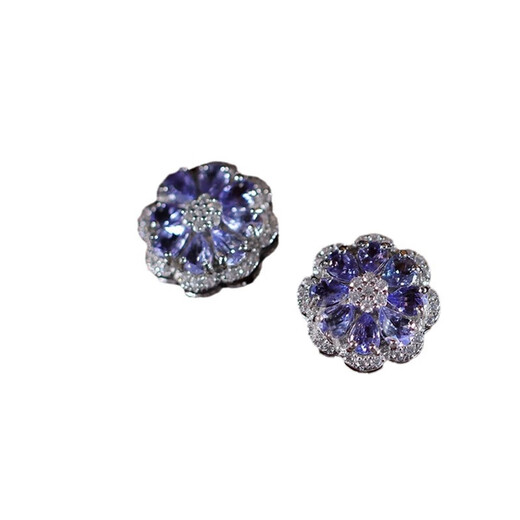 Xidian Natural Tanzanite Petal Earrings for Women 925 Sterling Silver Amethyst Light Luxury Flower Earrings as Gifts for Friends Natural Tanzanite Earrings Whole Body Sterling Silver