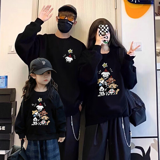 G.duck parent-child wear sweatshirt spring autumn winter 2025 new year model family of three and four mother and daughter wear family portrait children's clothing paper bag cat and dog white-thin section 90 cm for girls