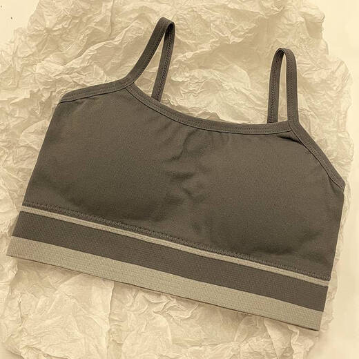 Clolv kiss丨 CK ropa interior para niñas para estudiantes, top de tubo sin anillo de acero, push-up anti-flacidez, período de desarrollo de estudiantes de secundaria, estilo 8937 (negro + blanco + gris) M (60-90 Jin Jin es igual a 0,5 kg)