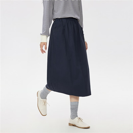 Giordano half-length skirt for women autumn and winter pure cotton brushed elastic waist sweet age-reducing flower bud skirt 05465678
