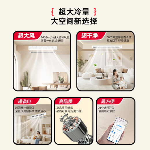 Haier produces Leader super energy-saving PULS Yuanqi 3 hp central air conditioner, one-to-one appliance, 4 hp home living room duct machine frequency conversion first-level energy efficiency package installation, small 4 hp, first-level energy efficiency, super power saving plus (preferred for large living rooms)