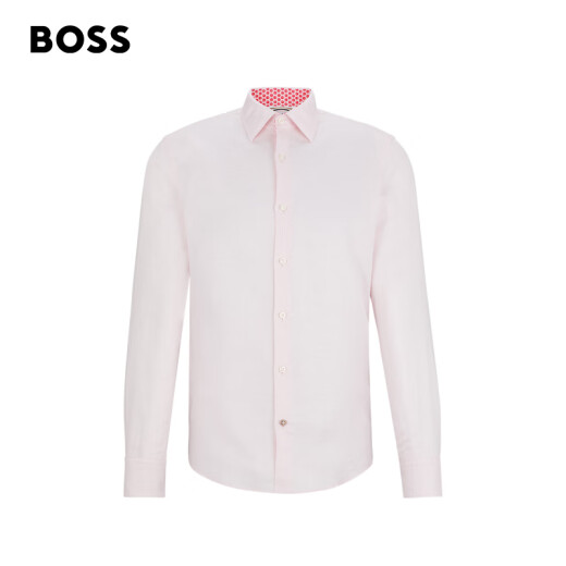 BOSS [Father's Day Gift] [Cool Commuter] Men's Casual Style Linen Blended Twill Shirt 688-Light Pink S (38)