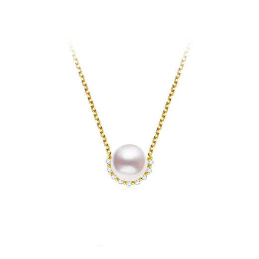 I LOVE HOLIDAYoeinOEIN natural freshwater pearl necklace women's S925 silver small sun half circle diamond single pendant clavicle chain default