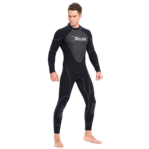 YonSub 1.5mm men's and women's one-piece wetsuit warm long-sleeved swimsuit adult unisex summer freediving black S (50-60)kg