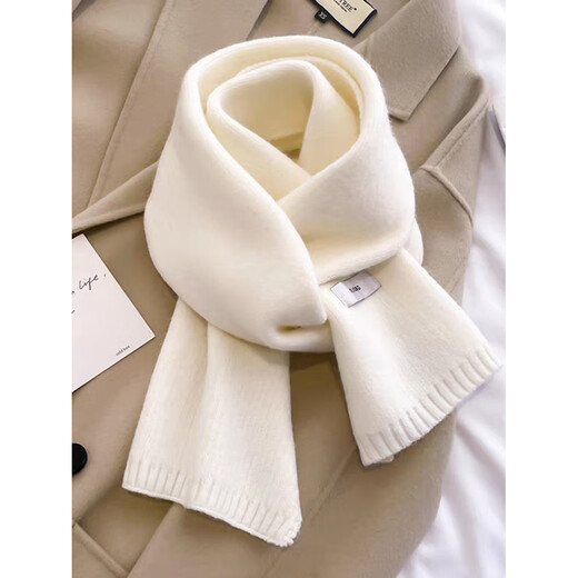 Jin Jin is equal to 0.5 kg Mu Knitted Scarf Women's Winter 2025 New Korean Solid Color Ins Style Warm Shawl Versatile Couple Scarf Gift Swan White