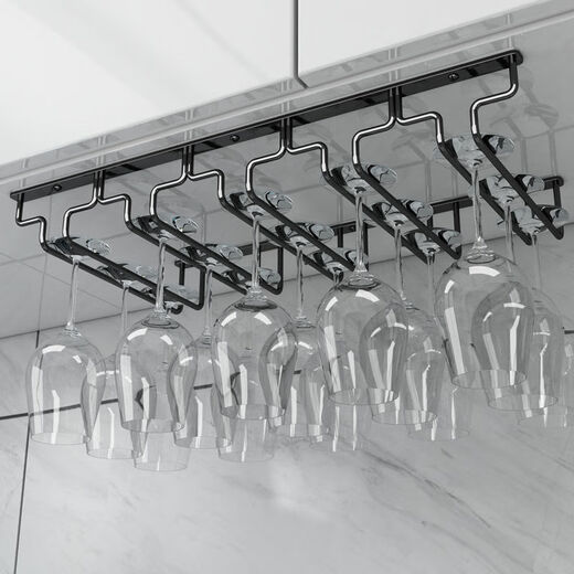 Jieyunmao simple red wine glass holder upside down household goblet holder hanging creative wine cabinet wine glass display rack hanging cup rack 7 slots long 77.5cm deep 28cm black