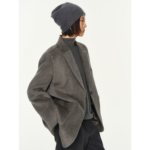 MARIUS Envelope Coat Alpaca Fashionable and Casual One-Hand-Length Asymmetric Hunting Collar Suit Coat White M