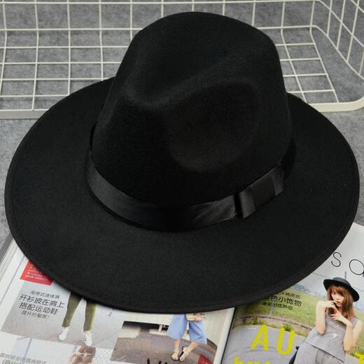 Yaochao Xu Wenqiang's same style hat, fashionable and versatile British jazz hat stage Michael Jackson hat for men, black cover style, adult style (56-58cm)