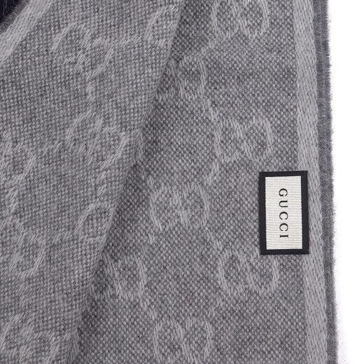 Gucci (GUCCI) scarf couple style double G pattern versatile wool tassel diagonal stripes contrast color long scarf for men and women gift light gray 570603 3G200 1768