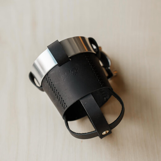 PJbaboo motorcycle retro water cup holder bicycle water bottle holder special water cup coffee cup holder milk tea holder wasteland black cowhide-metallic silver