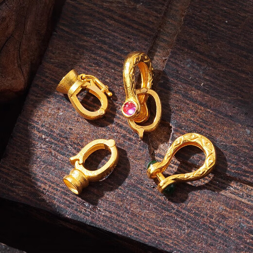 Fat Donglai same style K gold buckle head 18K gold accessories DIY ancient gold inlaid gem buckle handmade bracelet bracelet No. 4 18K gold fist buckle*1 about 0.3 grams