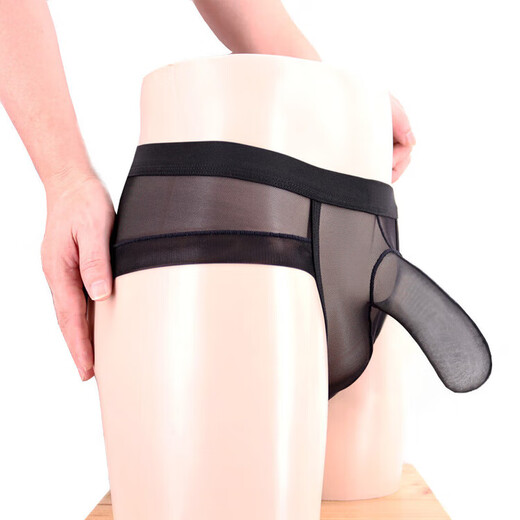 Universal men's sexy underwear, special aircraft thong for men and women masturbating, transparent JJ gun egg separation bag, black transparent, one size fits all, recommended 100-170Jin Jin equals 0.5kg 160-180cm