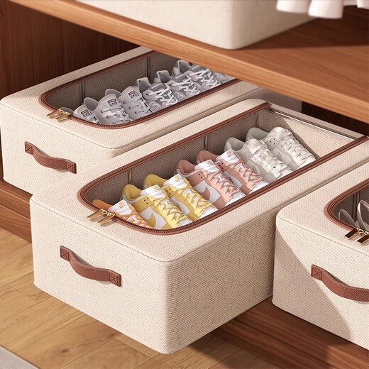 Zhifan Japanese transparent shoe box dust-proof storage box folding space-saving shoe cabinet organizer box under the bed shoe storage artifact medium size 2 pieces genuine Tianshan snow cotton丨skin-friendly and 0 odor
