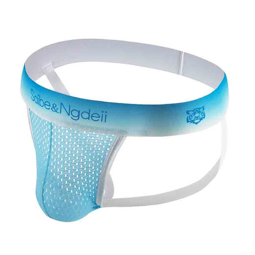 Underwear Men's Summer Breathable Mesh Thong Men's Sexy Fun Free-Take-Off Double Thongs Men's Shorts Headband White+Yellow+Blue M Size (Recommended 90-115Jin Jin is equal to 0.5 kg