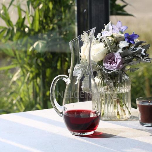 ANSLCEN lead-free crystal glass red wine decanter with handle wine dispenser creative wineware flask 1000ml