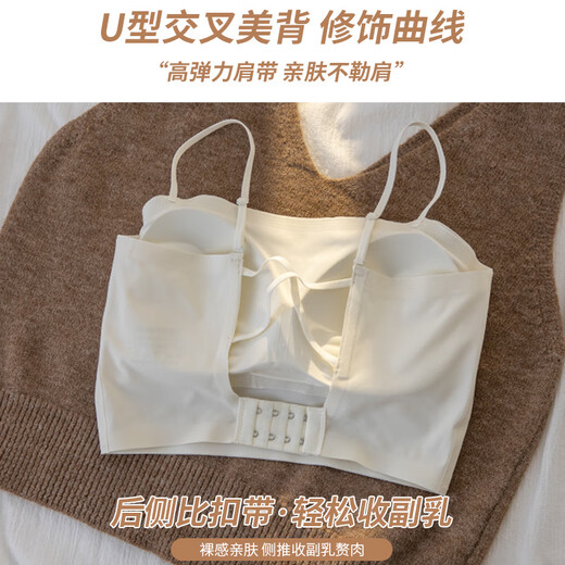 Luo Meng tube top beautiful back bra anti-exposure small breast summer vest style thin fixed cup bra wrap chest short small sling light blue single piece M suitable for 105Jin Jin equals 0.5kg, within 32/70ABC