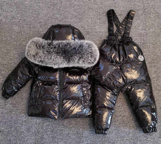 Platonio baby down jacket 1-3 years old suit new winter children's overalls large fur collar boys and girls baby children's clothing black with real fox fur collar 85 yards one size