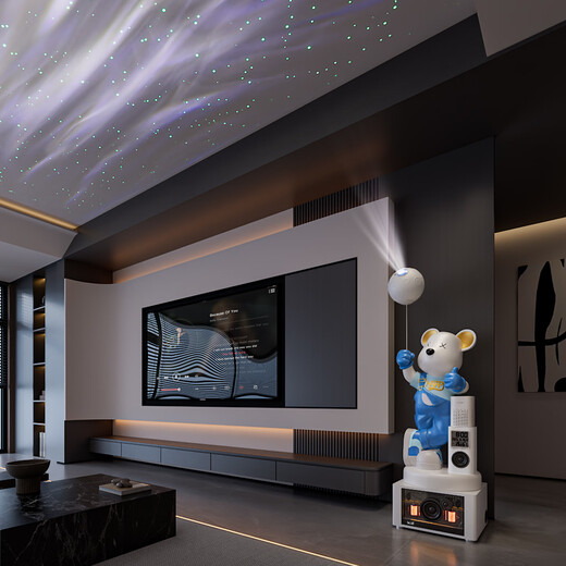 Jizhao 2026 new karaoke multi-function clock violent bear living room ornaments next to the TV cabinet high-end atmosphere and high-end beige + karaoke audio multi-function clock + Xiaoai audio + starry sky light