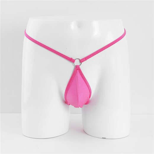 Sexy mini men's thong, simple and personalized hoop, fashionable low-waisted men's T-pants swimsuit underwear, black, one size fits all (65-88cm waist