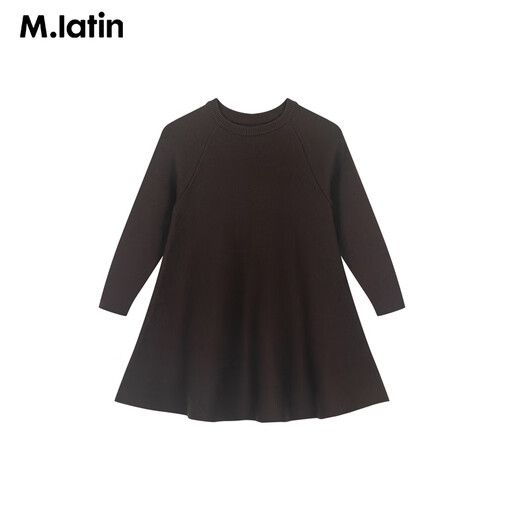 M.Latin Shopping mall same style M.Latin children's dress 26 spring new style girls mesh two-piece sweater dress bean paste brown 120