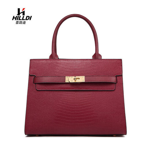 Yusenyi bag women's large capacity 2024 new light luxury brand commuter wedding bag wedding cowhide middle-aged mother handbag women dark red small size