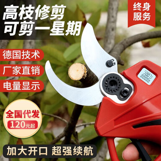 Lithium battery electric pruning shears garden gardening scissors tool fruit tree rechargeable electric shears branch cutting machine 4.0 bare machine without battery