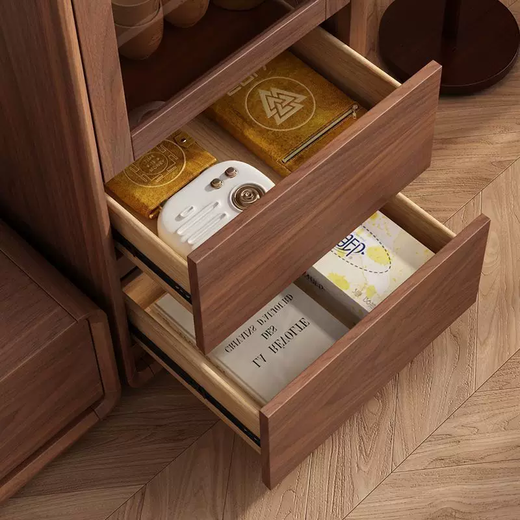 Yusenyi full solid wood wine cabinet living room standing cabinet floor-standing single door sideboard simple home TV side cabinet wall storage walnut color length 50 depth 35 height 120 single door