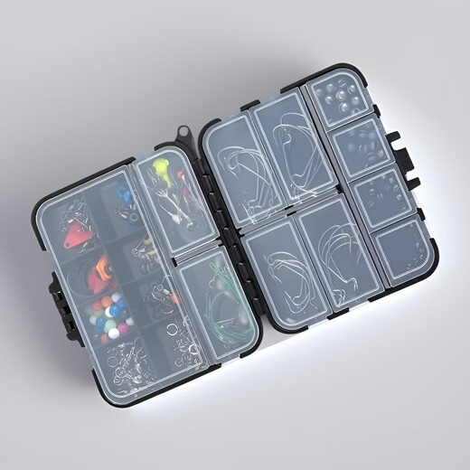 Zhewei Luya small accessories box micro-object fish hook pin storage box portable double-layer mini fake bait sequin fishing gear storage box 12-grid box + 9-grid box combination