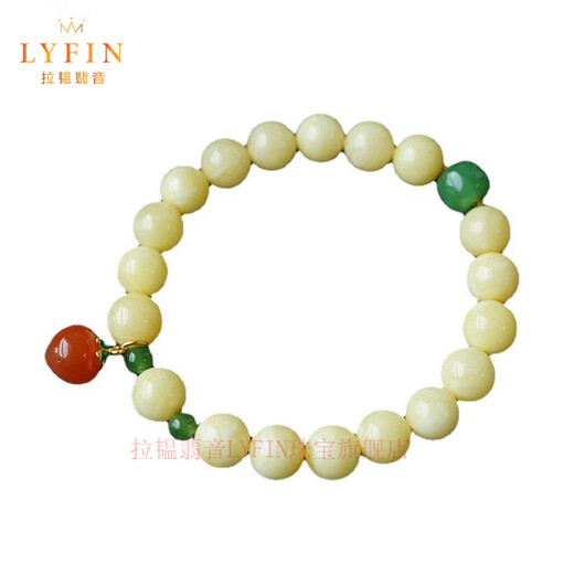 La Yun Feiyin white flower honey wax bracelet round bead single circle bracelet original design women's style with retro jasper southern red small peach