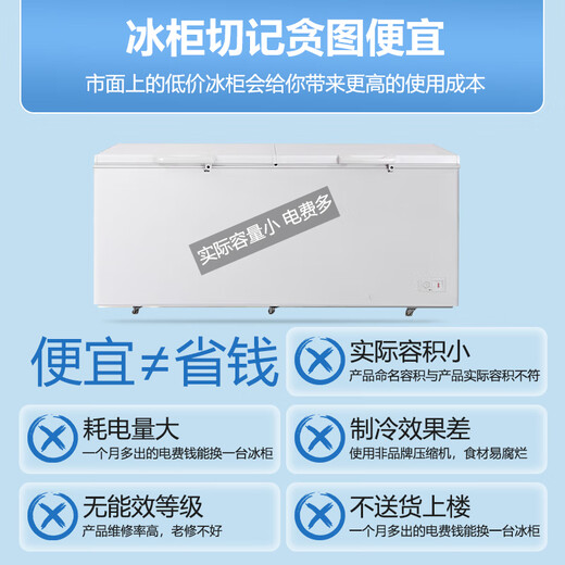雪花（SNWFLK）322L卧式冰柜单温冷柜 电脑温控家用商用大容量冷藏保鲜冰柜 一级能效 FC/FD-538DTEGXZ