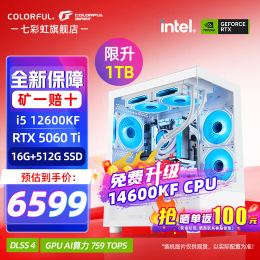 Colorful i5 12600KF/14600KF RTX5060 5060TI graphics card Black Myth Wukong e-sports game design computer host desktop assembly machine sea view room with five 14600KF丨D4丨1TB丨5060TI