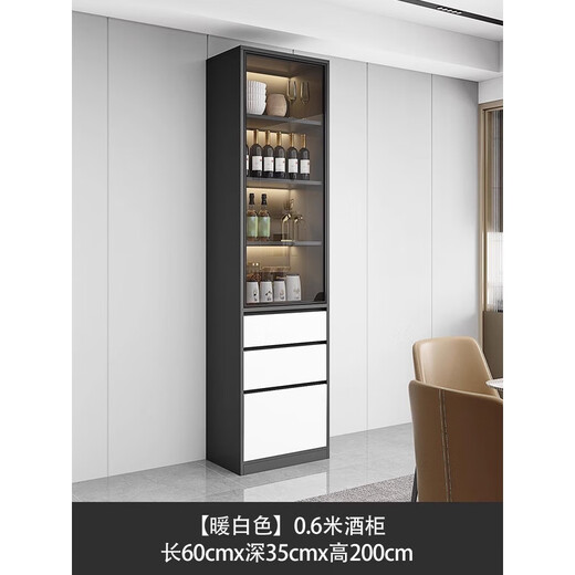 The middle shopkeeper living room wine cabinet display cabinet against the wall 2025 solid wood light luxury tea and wine cabinet storage cabinet with glass door 60A/white door free delivery