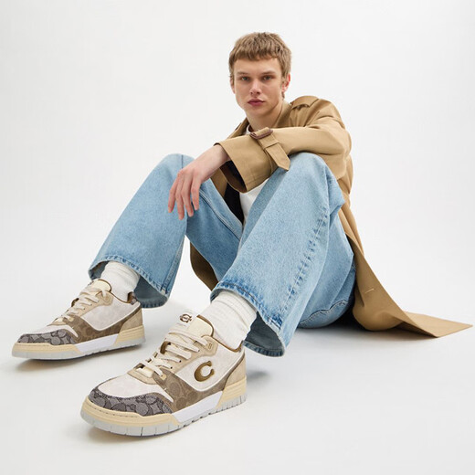 COACH color-blocked presbyopic SOHO low-top sneakers, classic casual, comfortable design, couples model official flagship color-women's 38.5