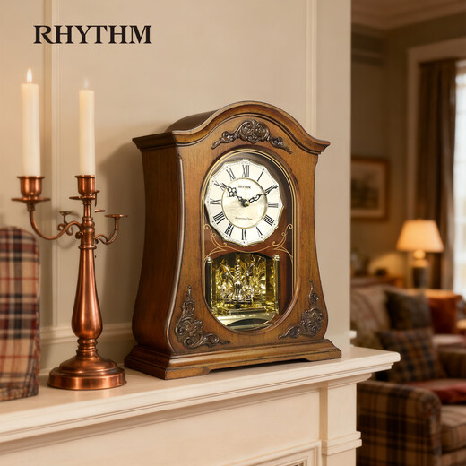 RHYTHM medieval style solid wood clock with original Japanese silent music movement hourly table clock desktop European style large table clock CRH165NRO6 12*26*34.5cm