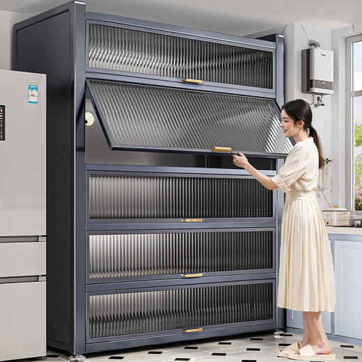 Jiangwei sideboard integrated against the wall 2026 latest high-end light luxury slate cabinet wine cabinet kitchen multi-functional storage hot-selling sun door gray 3 doors 1000*320*1145