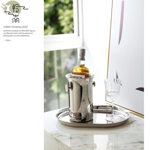 Kaooseen Japan imported quality ice bucket bar European style stainless steel light luxury ice bucket champagne bucket red wine ice bucket hotel Wiener double-layer ice bucket