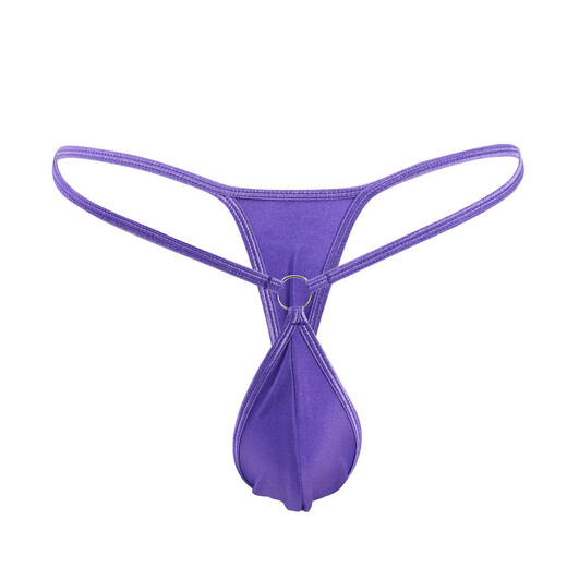 Sexy mini men's thong, simple and personalized hoop, fashionable low-waisted men's T-pants swimsuit underwear, black, one size fits all (65-88cm waist