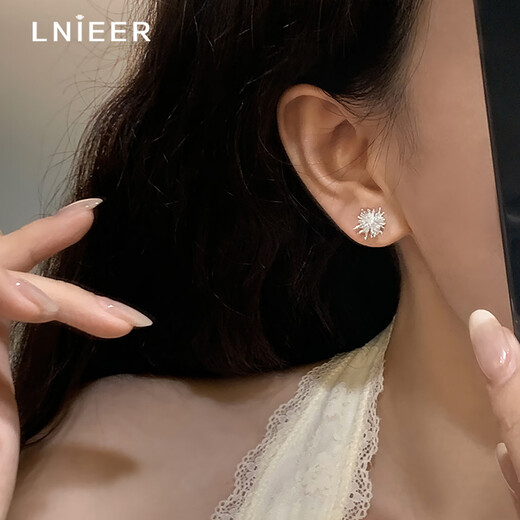 Lnieer S925 Silver Small Firework Earrings Women's Light Luxury Niche Small Temperament Earrings 2025 New Hot Style Autumn and Winter Earrings Fireworks Earrings S925 Silver
